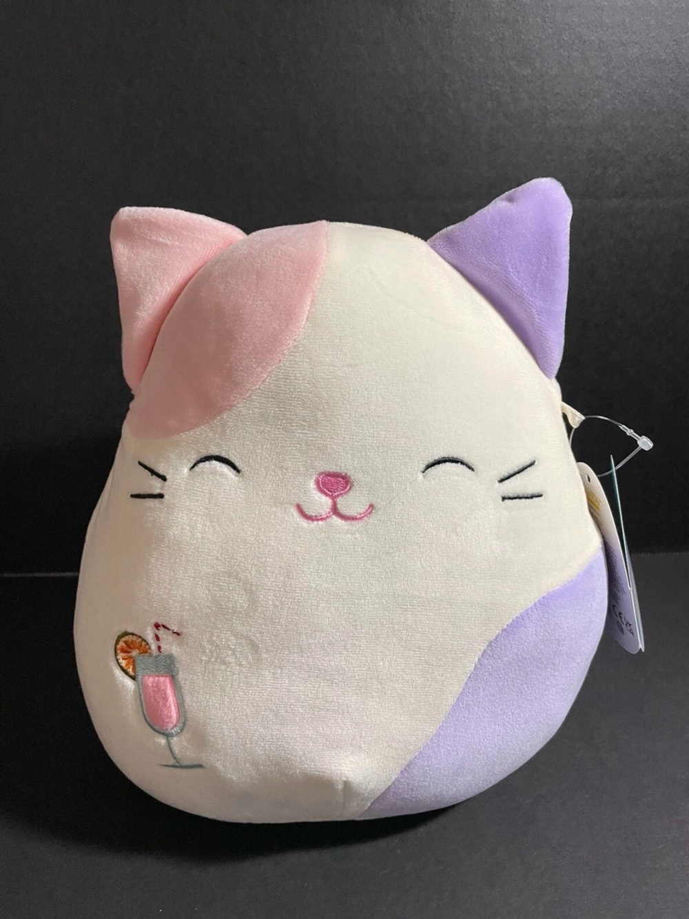 Squishmallows Cream Cat Plush with Pink & Purple Accents 8”